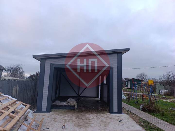 односкатный гараж из сэндвич-панелей